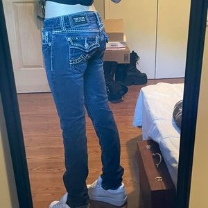 Y2k skinny jeans with studded pockets